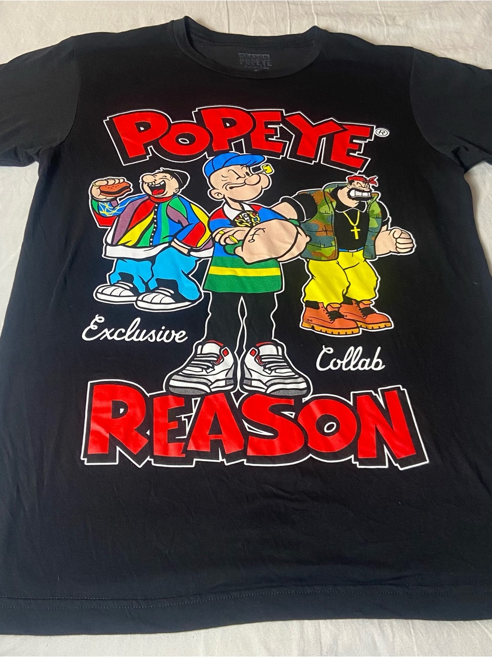 Reason Black Popeye Graphic Tee with Red Logo